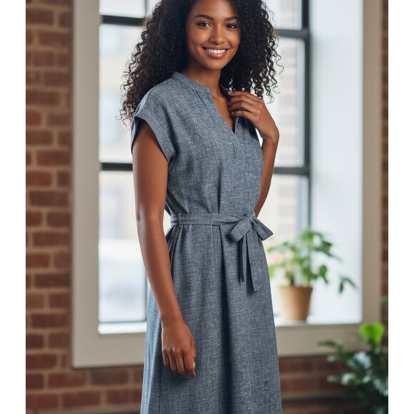 NEW/NWT Jones New York Navy Blue Linen Maxi Dress Pockets Size Large - Picture 1 of 7